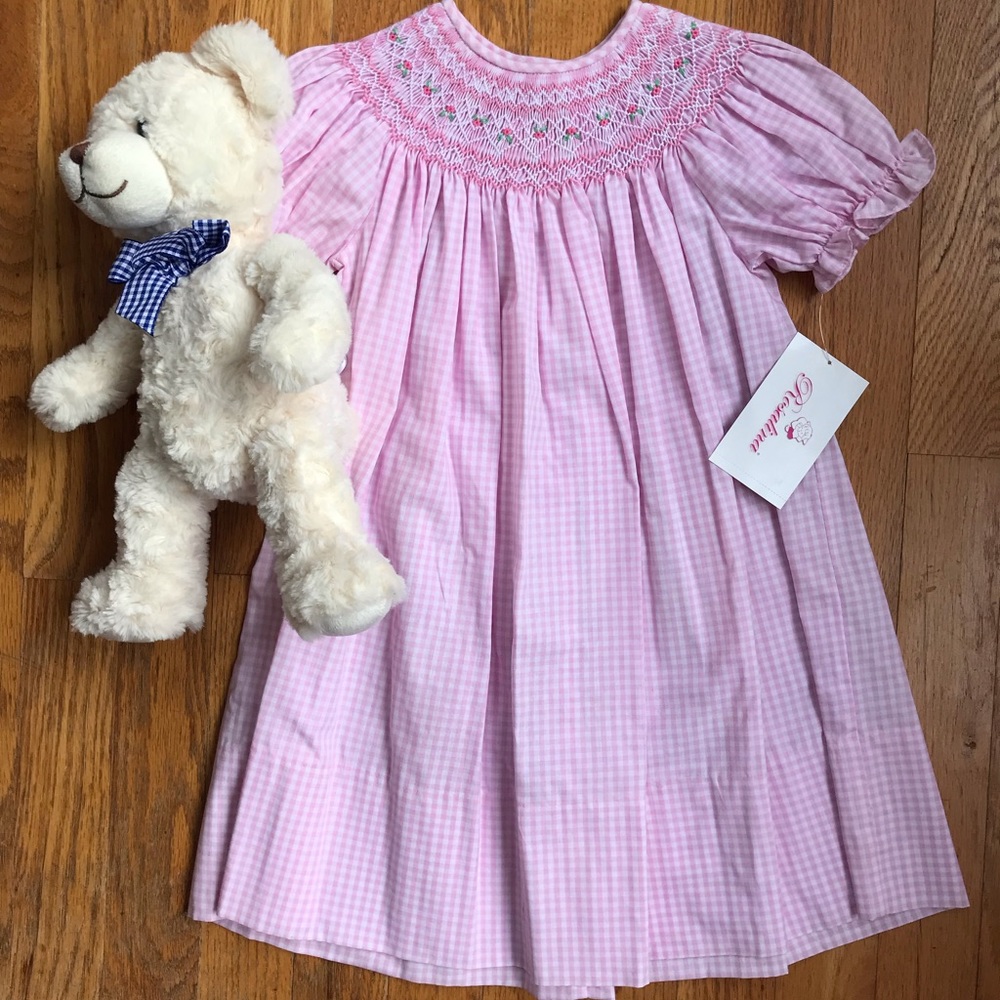 Girls 18mos Pink and White Smocked Dress